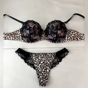 Victoria’s Secret Balconet underwire Animal Lace air pocket lift Bra and panty